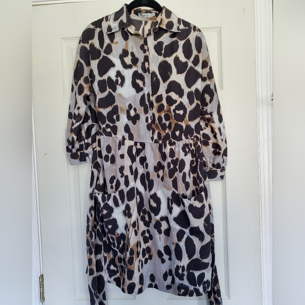ELIZA J. LEOPARD DRESS/TUNIC,size 6